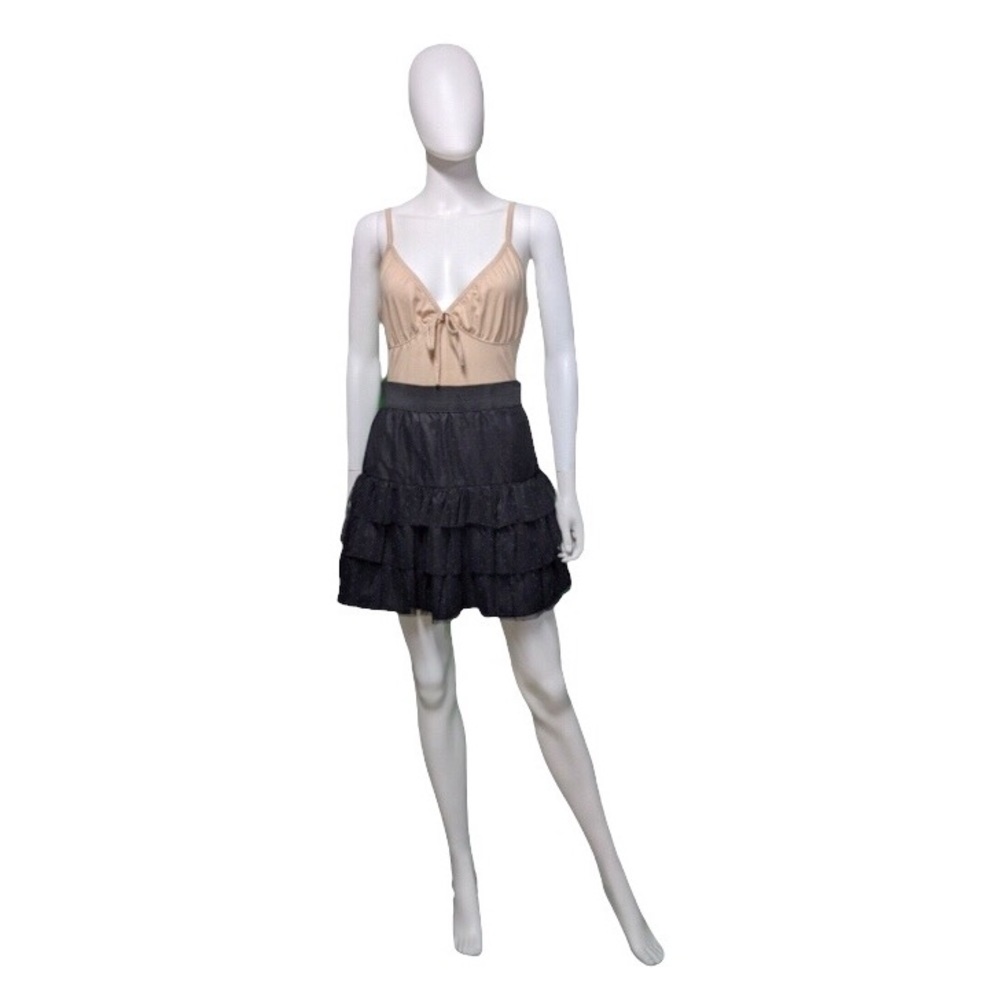 Cynthia Steffe Lace Tiered Polka Dot Skirt Black 6